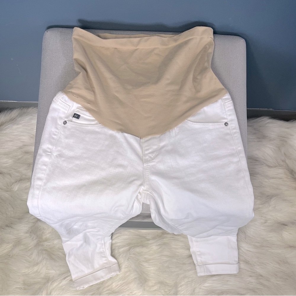 AG Adriano Goldschmied White Maternity Crop Jeans